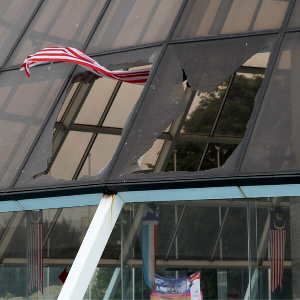 Two more windows smashed at Sabah Foundation Building in 2014