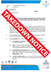 KL Tower sends takedown notice