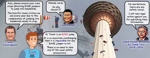 BASE jumpers crashing into KL Tower